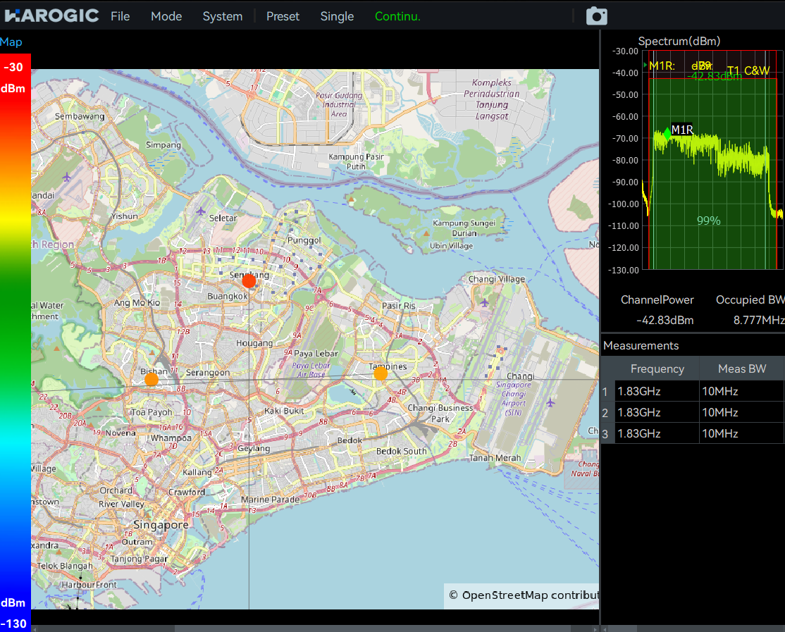 RF interference localization using triangulation in HAROGIC Mapping Mode
