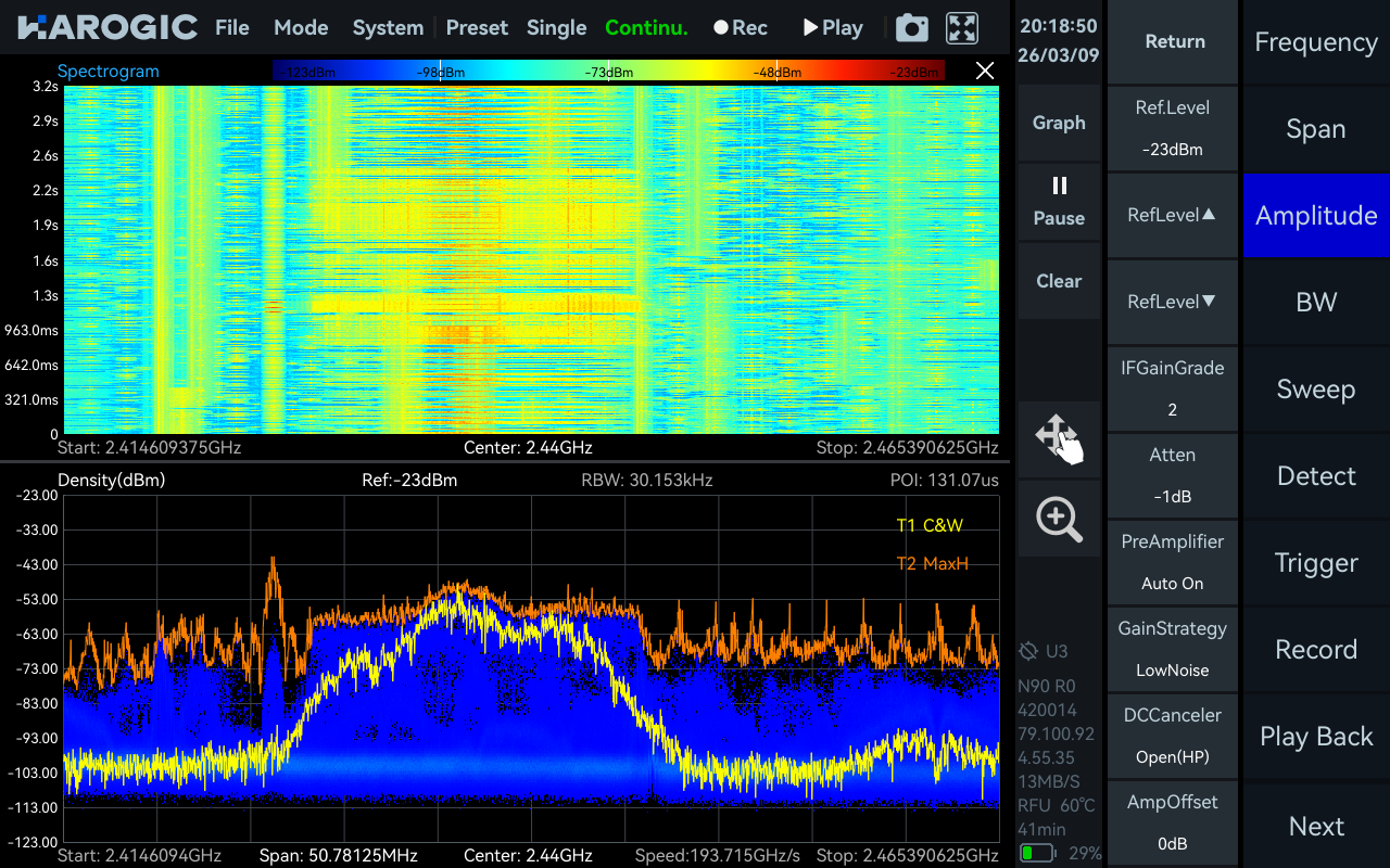 Real-Time Spectrum Analysis Mode in SAStudio4