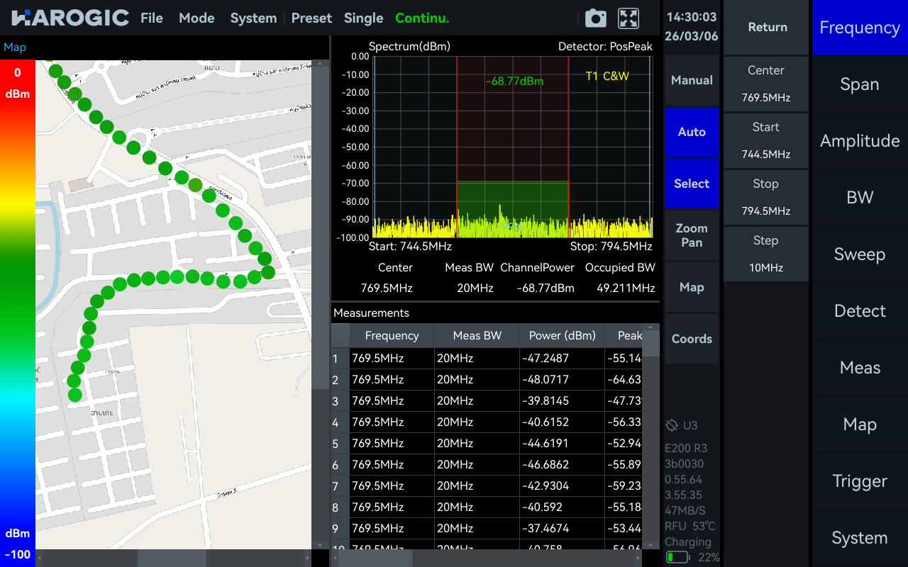 Mapping Mode for spectrum monitoring