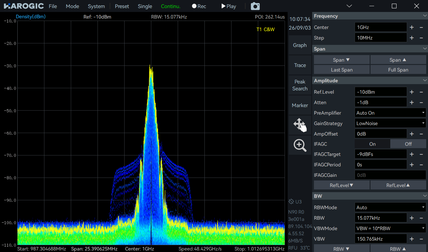 Bluetooth signal display in SAStudio